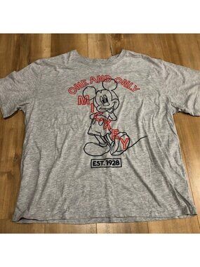 Disney Mickey Mouse T-Shirt Men's 3XL Heather Gray Cotton Crew Neck (0070)